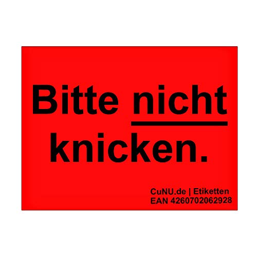 700 Etiketten/Aufkleber mit Aufdruck "Bitte nicht knicken." Hinweisetiketten Warnaufkleber 37x28mm von CuNU Preisauszeichnung