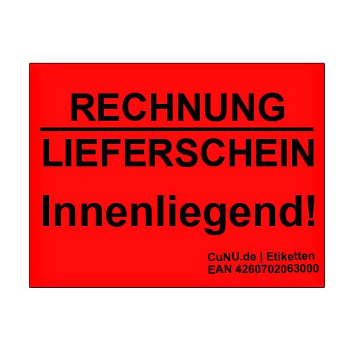 700 Etiketten/Aufkleber mit Aufdruck "Rechnung Lieferschein Innenliegend" Hinweisetiketten Versandaufkleber 37x28mm von CuNU Preisauszeichnung