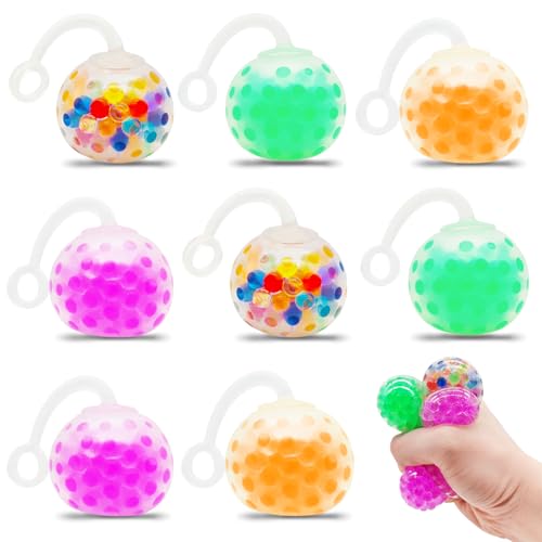 Cuackamily 8 Stück Stressball für Kinder Erwachsene, Anti Stress Spielzeug Bälle, Anti Stress Ball Squishy Ball für ADHD Autismus Kinder Erwachsene Mitgebsel Gastgeschenke Kindergeburtstag Weihnachten von Cuackamily