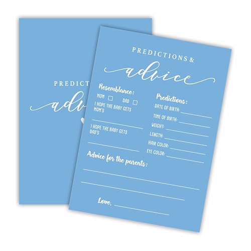 Vorhersagen & Ratschläge Babyparty-Spielkarten – Minimalismus Blau – 30 doppelseitige Spielkarten zum Ausfüllen des Geschlechts, Baby-Ankündigung, Partyspiele & Aktivität – C01 von Cudwid