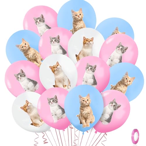 Katzen Ballons Geburtstag Deko 42 Stück,Katzen Luftballons 12 Zoll,Katze Kindergeburtstag Party Deko,Haustier Latex Ballons Helium für Jungen Mädchen Geburtstag,Katzen Themed Party Ballon von Cuidongsheng