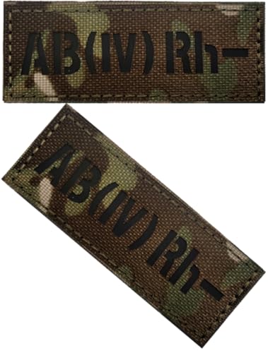 2 Pack Camouflage Blood Type Camouflage AB- Patch mit Klettverschluss auf der Rückseite, taktische Moralabzeichen (Tarnung AB-) von Cuiopbio