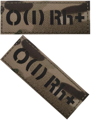 2 Pack Camouflage Blood Type Camouflage O+ Patch mit Klettverschlüssen Rückseite Abzeichen Taktische Moral Militär Abzeichen (Tarnung O+) von Cuiopbio