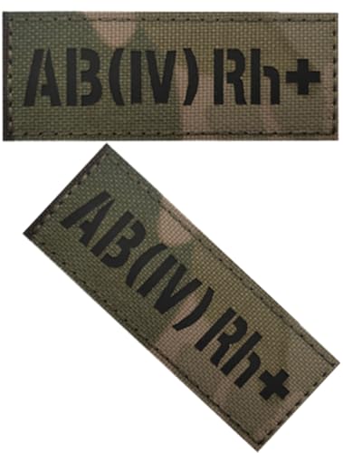 2 Stück Camouflage Bluttyp Camouflage AB+ Patch mit Klettverschluss Rückseite Abzeichen Taktische Moral Militär Abzeichen (Tarnung AB+) von Cuiopbio