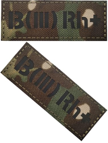 2 Stück Camouflage Bluttyp Camouflage B+ Patch mit Klettverschluss Rückseite Abzeichen Taktische Moral Militär Abzeichen (Tarnung B +) von Cuiopbio