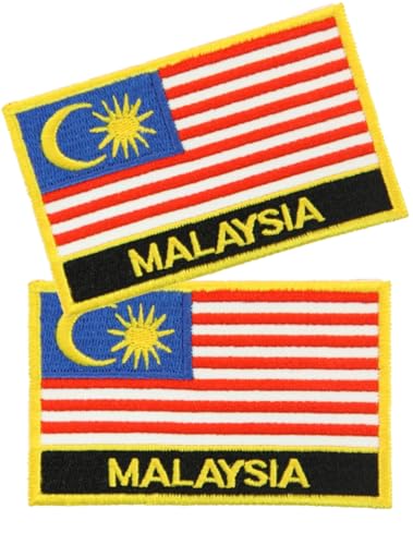 2 x Aufnäher mit Flagge von Malaysia, bestickt, taktisch, Militär, Moral, Applikation, Klettverschluss, Malaysia, 2 Stück von Cuiopbio