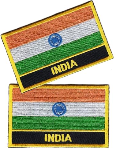 Aufnäher mit Nationalflagge, bestickt, taktisch, Militär, Moral, Klettverschluss, 2 Stück (Indien) von Cuiopbio