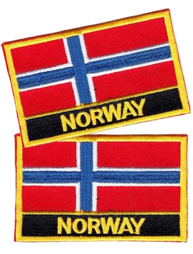 Aufnäher mit Nationalflagge, bestickt, taktisch, Militär, Moral, Klettverschluss, 2 Stück (Norwegen) von Cuiopbio