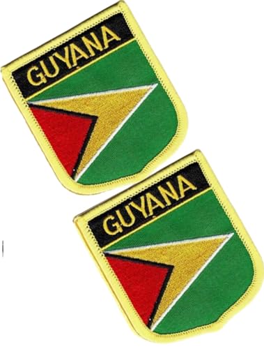 Aufnäher mit einzelner Flagge, bestickt, Guyana, taktische Moral-Applikation, zum Aufbügeln oder Aufnähen, 2 Stück (Guyana) von Cuiopbio