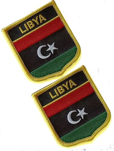 Aufnäher mit einzelner Flagge, bestickt, Libyen, taktische Moral-Applikation, zum Aufbügeln oder Aufnähen, 2 Stück (Libyen) von Cuiopbio