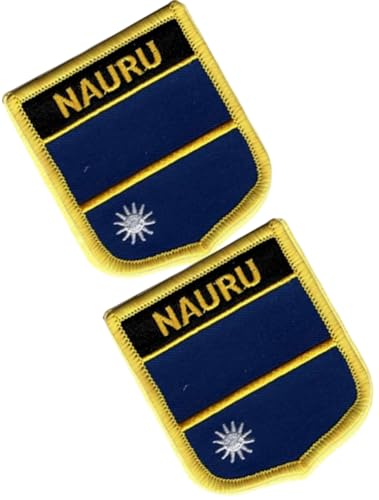 Aufnäher mit einzelner Flagge, bestickt, Nauru, taktische Moral-Applikation, zum Aufbügeln oder Aufnähen, 2 Stück (Nauru) von Cuiopbio