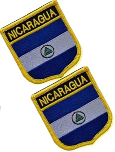 Aufnäher mit einzelner Flagge, bestickt, Nicaragua, taktische Moral-Applikation, zum Aufbügeln oder Aufnähen, 2 Stück (Nicaragua) von Cuiopbio