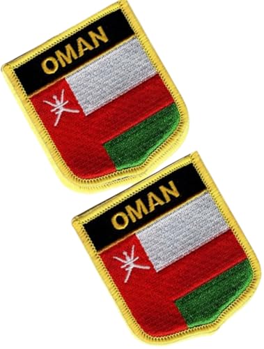 Aufnäher mit einzelner Flagge, bestickt, Oman, taktische Moral-Applikation, zum Aufbügeln oder Aufnähen, 2 Stück (Oman) von Cuiopbio