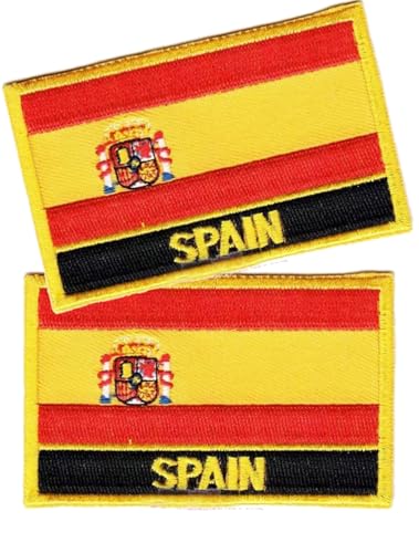 Aufnäher mit spanischer Flagge, bestickt, taktisch, Militär, Moral, Klettverschluss, 2 Stück (Spanien) von Cuiopbio