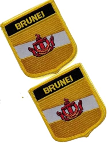 Bestickte Aufnäher mit einer Flagge, Motiv: Brunei, taktische Moral-Applikation, zum Aufbügeln oder Aufnähen, 2 Stück (Brunei) von Cuiopbio