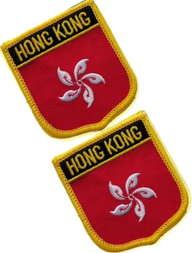 Bestickte Aufnäher mit einzelner Flagge, Hongkong, taktische Moral-Applikation, zum Aufbügeln oder Aufnähen, 2 Stück (Hongkong) von Cuiopbio