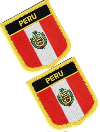 Bestickte Aufnäher mit einzelner Flagge, Peru, taktische Moral-Applikation, zum Aufbügeln oder Aufnähen, 2 Stück (Peru A) von Cuiopbio