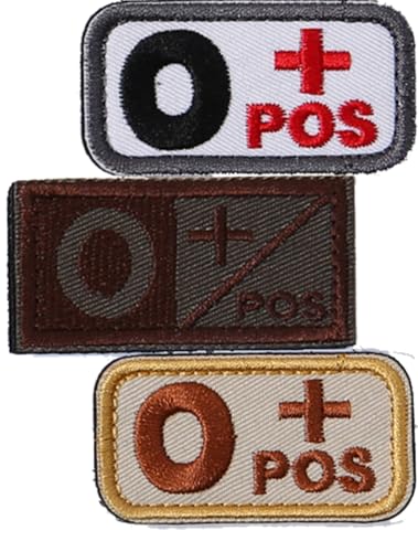 Blutgruppe Klettverschluss Patch O+ (3 Stück gebündelt) Verwenden Sie diesen Patch, um Ihre Blutgruppe A+B+O+AB+ (Blutgruppe Patch O +) leicht zu entdecken von Cuiopbio