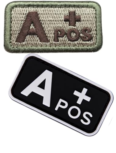 Blutgruppen-Patch-Set, 3D-PVC, bestickte Blutgruppe, Klett-Patches A+ B+ AB+ O+, positive Gummi-Faste. Entdecken Sie Ihre Blutgruppe ganz einfach mit diesem Patchner (Schlamm A+) (1PVC + 1Stickschlamm von Cuiopbio