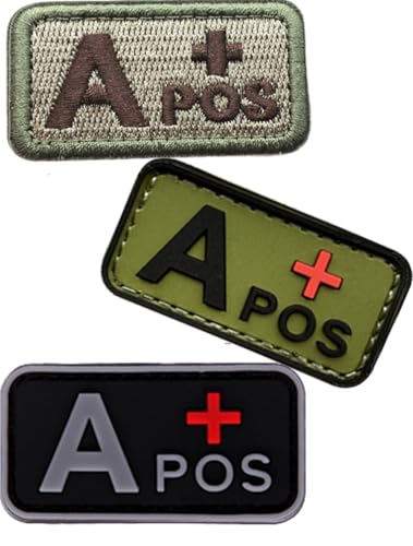 Blutgruppen-Patch-Set, 3D-PVC + bestickte Blutgruppe Klett-Patches A+ B+ AB+ O+ Positive Gummi-Faste. Entdecken Sie Ihre Blutgruppe einfach mit diesem Patchner (Grün A +) (2PVC + 1 Stickerei Grün A+) von Cuiopbio