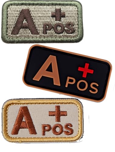 Blutgruppen-Patch-Set, 3D-PVC + bestickte Blutgruppe Klett-Patches A+ B+ AB+ O+ Positive Gummi-Faste. Entdecken Sie Ihre Blutgruppe einfach mit diesem Patchner (Meter A+) (1 PVC + 2 Stickmeter A+) von Cuiopbio