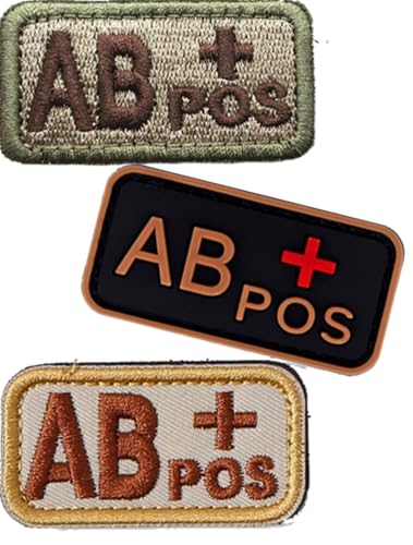 Blutgruppen-Patch-Set, 3D-PVC + bestickte Blutgruppe Klett-Patches A+ B+ AB+ O+ Positive Gummi-Faste. Entdecken Sie Ihre Blutgruppe einfach mit diesem Patchner (Meter AB +) (1 PVC + 2 Stickmeter AB+) von Cuiopbio