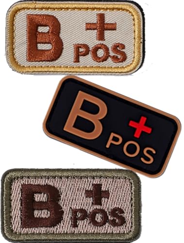 Blutgruppen-Patch-Set, 3D-PVC + bestickte Blutgruppe Klett-Patches A+ B+ AB+ O+ Positive Gummi-Faste. Entdecken Sie Ihre Blutgruppe einfach mit diesem Patchner (Meter B +) (1 PVC + 2 Stickmeter B+) von Cuiopbio