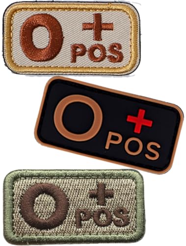 Blutgruppen-Patch-Set, 3D-PVC + bestickte Blutgruppe Klett-Patches A+ B+ AB+ O+ Positive Gummi-Faste. Entdecken Sie Ihre Blutgruppe einfach mit diesem Patchner (Meter O+) (1 PVC + 2 Stickmeter O+) von Cuiopbio