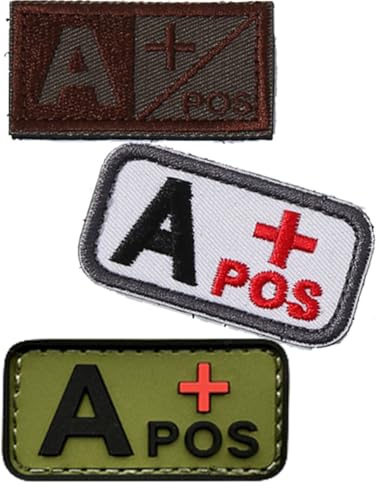 Blutgruppen-Patch-Set, 3D-PVC + bestickte Blutgruppe Klett-Patches A+ B+ AB+ O+ Positive Gummi-Faste. Entdecken Sie Ihre Blutgruppe einfach mit diesem Patchner (Weiß A+) (1PVC + 2 Stickereien, weiß, von Cuiopbio