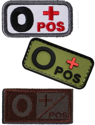 Blutgruppen-Patch-Set, 3D-PVC + bestickte Blutgruppe Klett-Patches A+ B+ AB+ O+ Positive Gummi-Faste. Entdecken Sie Ihre Blutgruppe einfach mit diesem Patchner (Weiß O+) (1PVC + 2 Stickerei-Weiß O+) von Cuiopbio