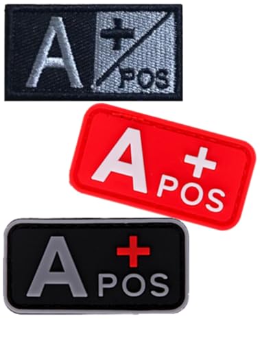 Blutgruppen-Patch-Set, 3D-PVC + bestickte Blutgruppe Klett-Patches A+ B+ AB+ O+ Positive Gummi-Faste. Entdecken Sie Ihre Blutgruppe einfach mit diesem Patchner (rot A +) (2 PVC + 1 Stickerei rot A+) von Cuiopbio