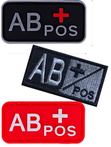 Blutgruppen-Patch-Set, 3D-PVC + bestickte Blutgruppe Klett-Patches A+ B+ AB+ O+ Positive Gummi-Faste. Entdecken Sie Ihre Blutgruppe einfach mit diesem Patchner (rotes AB+) (2PVC + 1 Stickerei rot AB+) von Cuiopbio