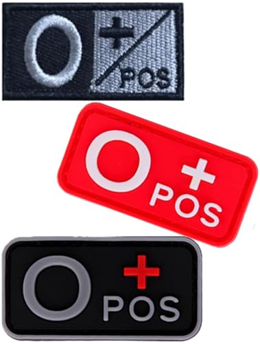 Blutgruppen-Patch-Set, 3D-PVC + bestickte Blutgruppe Klett-Patches A+ B+ AB+ O+ Positive Gummi-Faste. Entdecken Sie Ihre Blutgruppe ganz einfach mit diesem Patchner (rot O+) (2PVC + 1 Stickerei rot von Cuiopbio