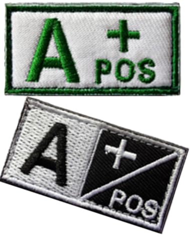 Negative Blood Type Tactical Type Green and Black A+ Patch Embroidered Moral Applique Fastener Hook & Loop Emblem - Green & Black - 5.1 cmx2.5 cm Bundle 2 (Green and Black A+) von Cuiopbio