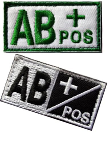 Negative Blood Type Tactical Type Green and Black AB+ Patch Embroidered Moral Applique Fastener Hook & Loop Emblem - Green & Black - 5.1 cmx2.5 cm Bundle 2 (Green and Black AB +) von Cuiopbio