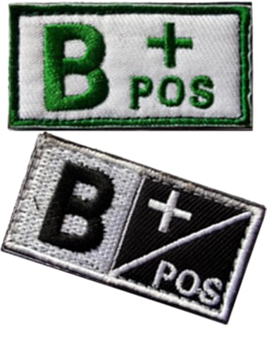 Negative Blood Type Tactical Type Green and Black B+ Patch Embroidered Moral Applique Fastener Hook & Loop Emblem - Green & Black - 5.1 cmx2.5 cm Bundle 2 (Green and Black B+) von Cuiopbio