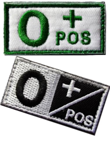 Negative Blood Type Tactical Type Green and Black O+ Patch Embroidered Moral Applique Fastener Hook & Loop Emblem - Green & Black - 5.1 cmx2.5 cm Bundle 2 (Green and Black O+) von Cuiopbio