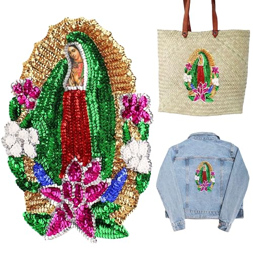 Virgen de Guadalupe Pailletten-Applikation, Jacken, Taschen oder anderen Stoff genäht oder geklebt werden – Unsere Frau von Guadalupe Pailletten-Aufnäher – Jungfrau Maria Embellishment Patch von Cuitáxi