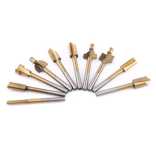 Culnflun HSS-beschichtete Holzbearbeitungsschneider, Trimmer-Fräser-Bits, 1/8 Schaft-Set für elektrische Trimmer, Holzverarbeitung von Culnflun