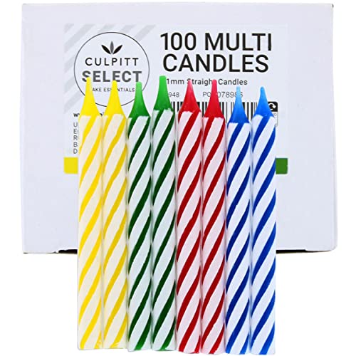Culpitt Select Gestreifte Kerzen, 100 Stück, 60 mm, rot, blau, grün, gelb, Candy gestreift, Geburtstagskerzen für Feier, Party, Geburtstag, Leckereien Culpitt Select Gestreifte Kerzen, 100 Stück, 60 mm, rot, blau, grün, gelb, Candy gestreift, Geburtstagskerzen für Feier, Party, Geburtstag, Leckereien von Culpitt
