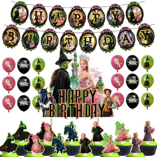 32pcs Wicked Birthday Party Dekoration Set - 13 Wicked Cake Topper, 18 Luftballons, 1 Happy Birthday Banner 32pcs Wicked Birthday Party Dekoration Set - 13 Wicked Cake Topper, 18 Luftballons, 1 Happy Birthday Banner von Cumnvulnt
