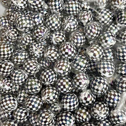 Cuncuny Acrylperlen, AB-plattiert, runde Perlen, DIY, lose Perlen, Basteln, Verzierung, Schwarz und Weiß, Mosaik von Cuncuny
