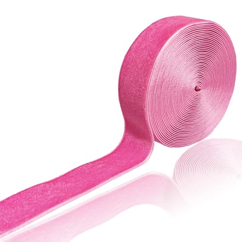 Cuncuny Samtband für Urlaub, Party, Weihnachten, Hochzeit, handgefertigt, Basteln, Dekoration, Box, Verpackung, Samtband (Hot Pink, 25 mm) von Cuncuny