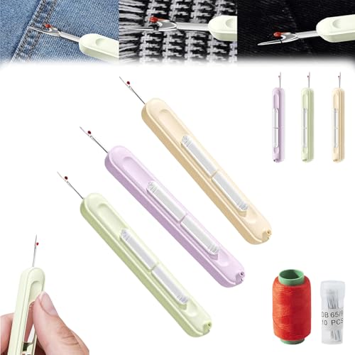 Chiclify Needle Threader,2025 New 2 in 1 needle threader,2-in-1 needle threader & seam ripper tool,Stretchable Remover Needle Threading Tool for Hand Sewing Knitting (3pcs, One size) von Curject