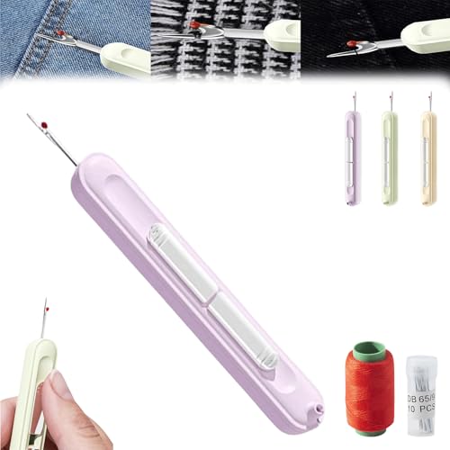 Chiclify Needle Threader,2025 New 2 in 1 needle threader,2-in-1 needle threader & seam ripper tool,Stretchable Remover Needle Threading Tool for Hand Sewing Knitting (Purple, One size) von Curject