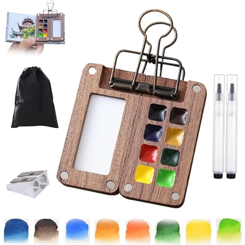 Pocketartist Watercolor Travel Set,Pocketartist Travel Set,Pocket Artist Watercolor Travel Set,Mini Paint Palette,Paint Palette Travel Kit,Portable Travel Paint Palette (No Paint and Paper (1pcsA) von Curject