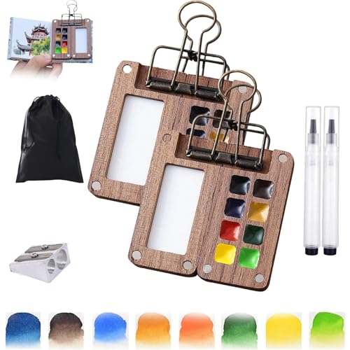 Pocketartist Watercolor Travel Set,Pocketartist Travel Set,Pocket Artist Watercolor Travel Set,Mini Paint Palette,Paint Palette Travel Kit,Portable Travel Paint Palette (No Paint and Paper (2pcsA) von Curject