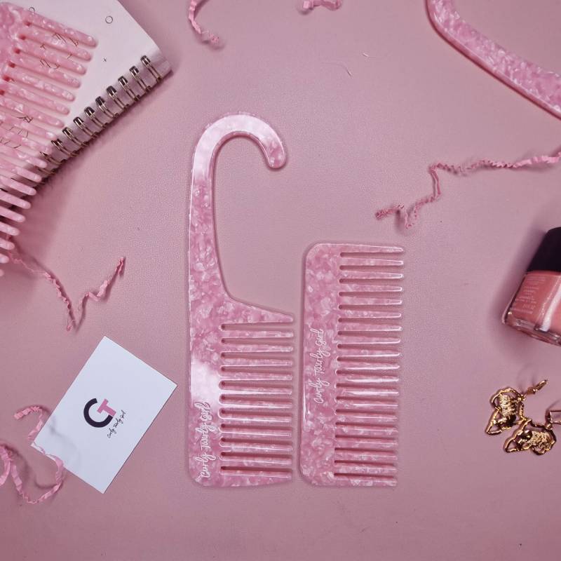 Umweltfreundlicher Breiter Zahnkamm "Pretty in Pink' Set L Biologisch Abbaubar Umweltfreundlich Super Saver Bundle von CurlyTwirlyGirl