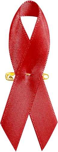 Curvier Satinbänder für Red Ribbon Week HIV und AIDS Awareness Ribbon Pin 200 Stück von Curvierbuti