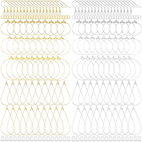 CustomyLife Hypoallergenes Ohrringherstellungs-Set, goldfarben/silberfarben, 700 Stück, transparente Gummi-Ohrring-Verschlüsse, Biegeringe für DIY-Schmuckherstellung, Ohrring-Findungszubehör von CustomyLife